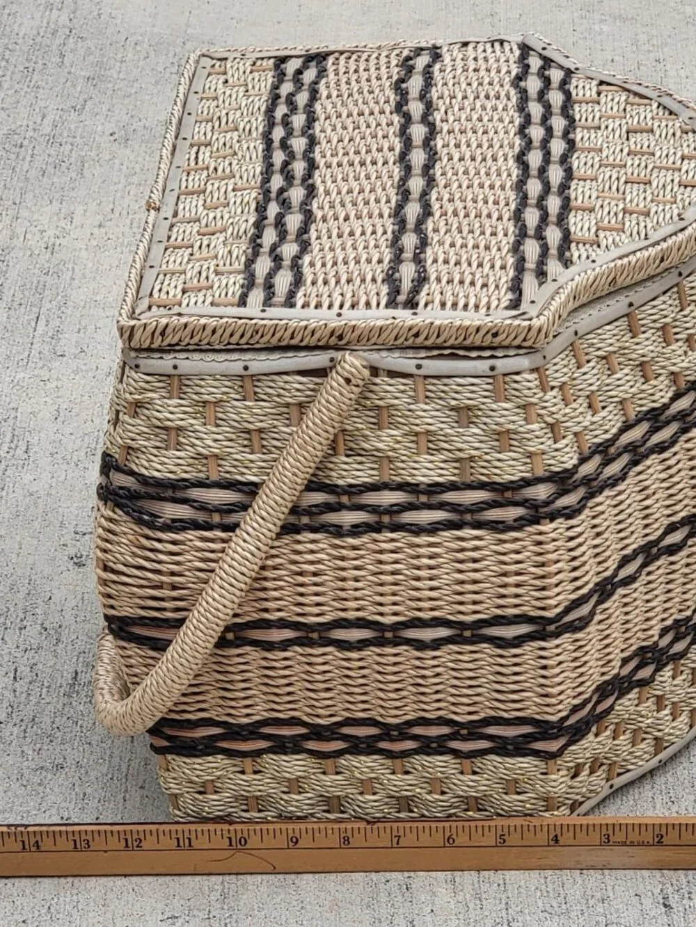 Vintage Pennys Wicker Sewing Basket Lid Plastic Organizer Tray